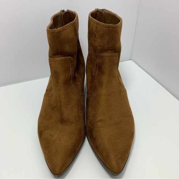 Banana Republic Faux Suede Dark Brown Bootie Size 8.5 Ankle Western Bootie - Picture 3 of 13
